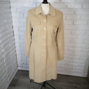 RW&CO Ladies Size 12 Light Tan Button Front & Cuffs Corduroy Dress